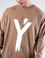 Brush Y Big long Sleeve Tee - Beige