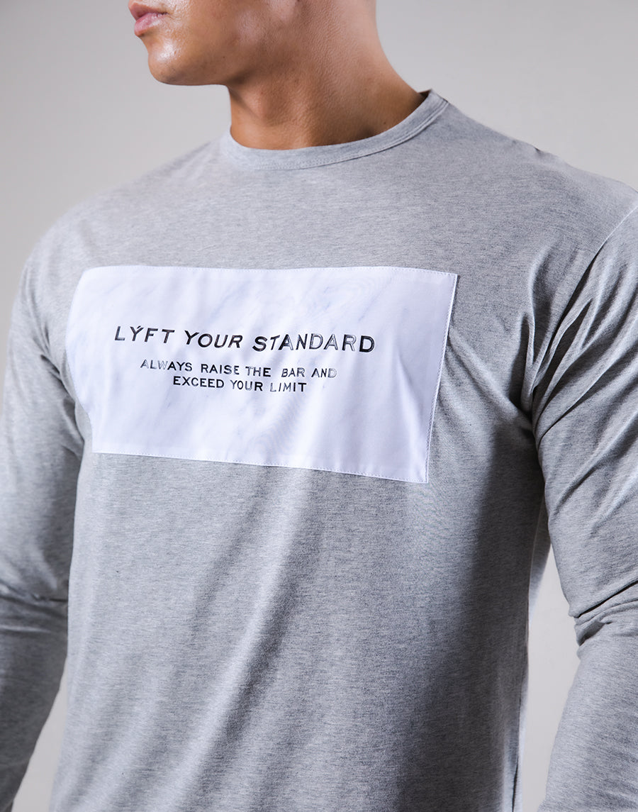 Stone Patch Stretch Long Sleeve Tee - Grey