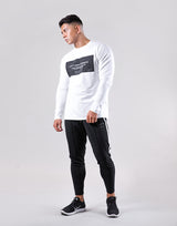 Stone Patch Stretch Long Sleeve Tee - White