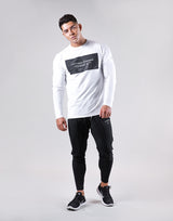 Stone Patch Stretch Long Sleeve Tee - White