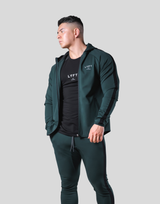 One Line Stretch Zip-Up Hoodie - Green