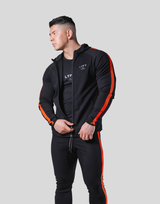 One Line Stretch Zip-Up Hoodie - Black