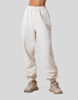 Woven Label Wide Sweat Pants - Ivory