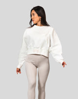 Splash Cropped Crewneck Sweat - White