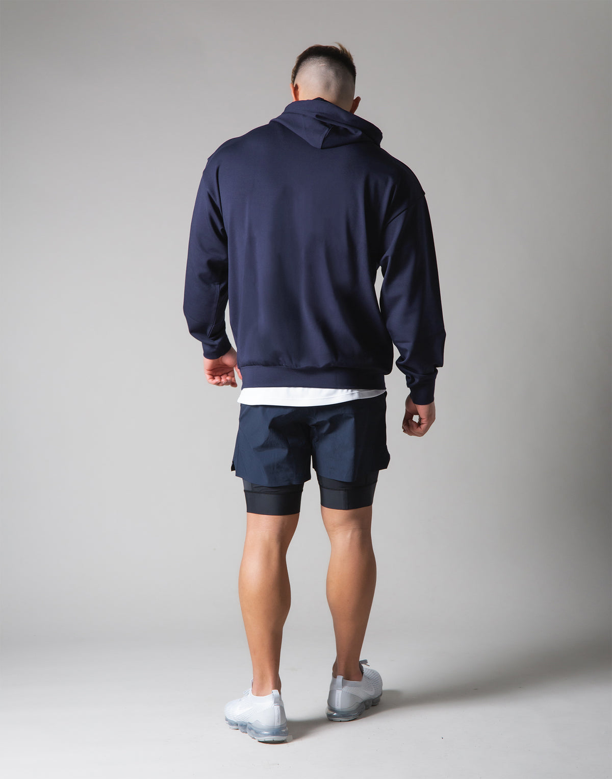 2 way Stretch Utility Pullover Hoodie - Navy