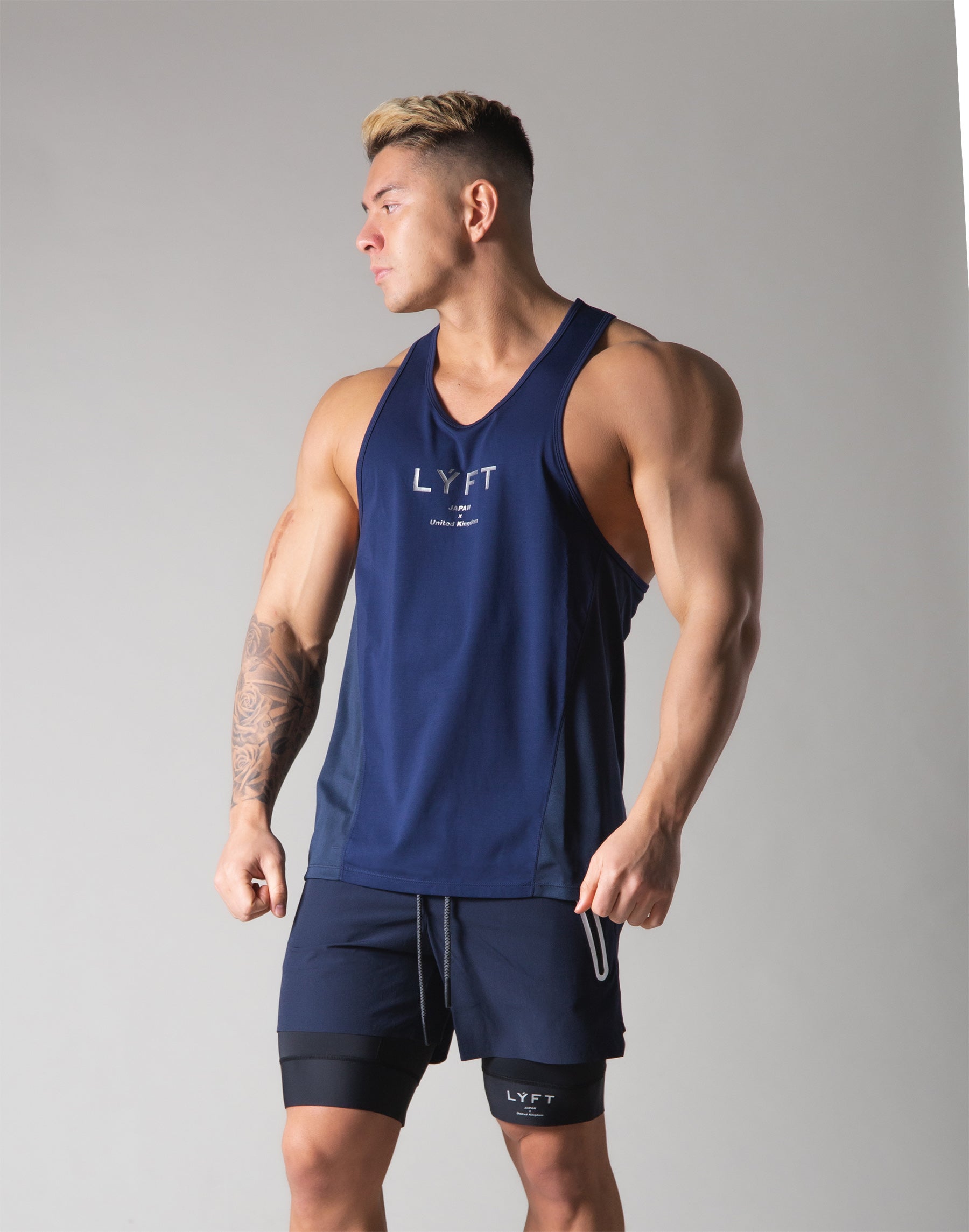 Back Mesh Stretch Training Tanktop - Navy – LÝFT