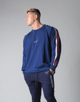 2 Line Long Sleeve Big T-Shirt - Navy