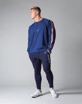 2 Line Long Sleeve Big T-Shirt - Navy