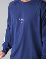 2 Line Long Sleeve Big T-Shirt - Navy