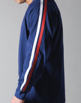 2 Line Long Sleeve Big T-Shirt - Navy