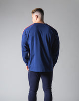 2 Line Long Sleeve Big T-Shirt - Navy