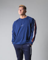 2 Line Long Sleeve Big T-Shirt - Navy