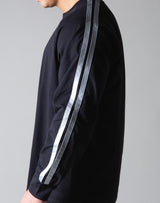 <transcy>2 Line Long Sleeve Big T-Shirt --Black</transcy>
