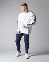 2 Line Long Sleeve Big T-Shirt - White