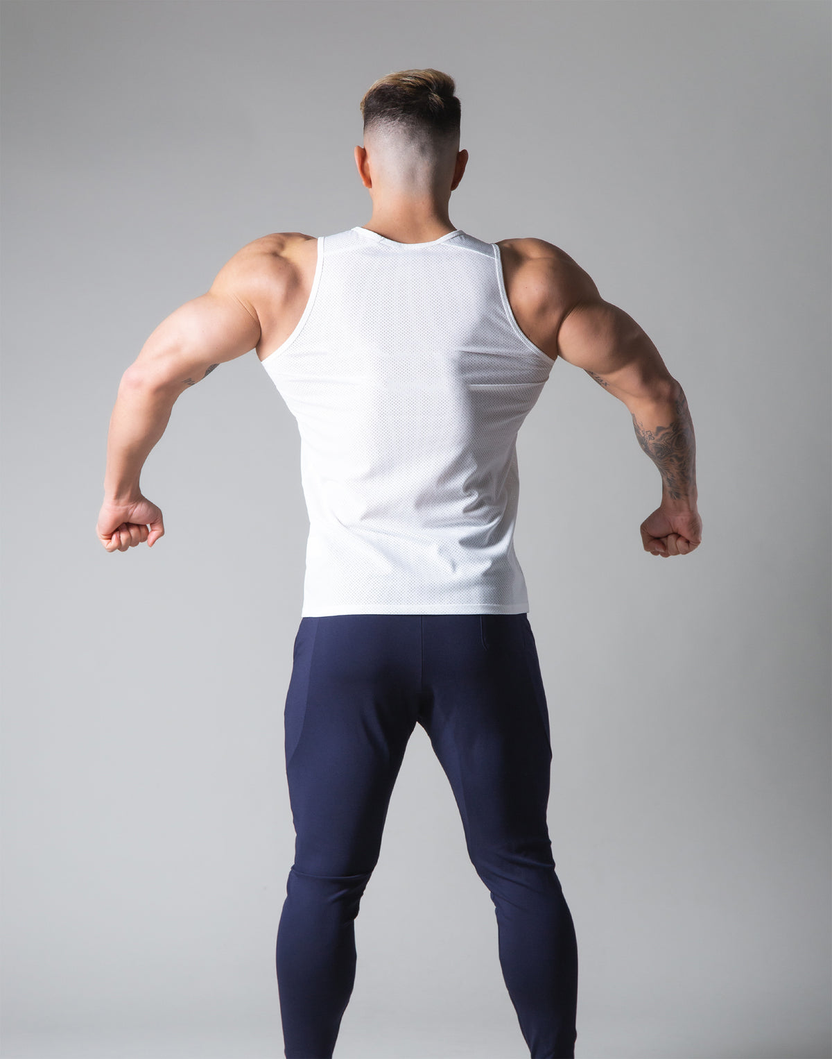2 Line Mesh Tanktop - White