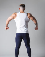 2 Line Mesh Tanktop - White