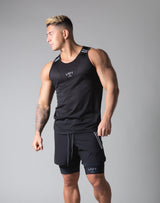 2 Line Mesh Tanktop - Black