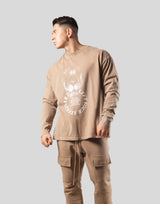 Lion Ring Vintage Long Sleeve Tee - Beige