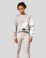 Splash Cropped Crewneck Sweat - Grey