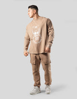 Lion Ring Vintage Long Sleeve Tee - Beige