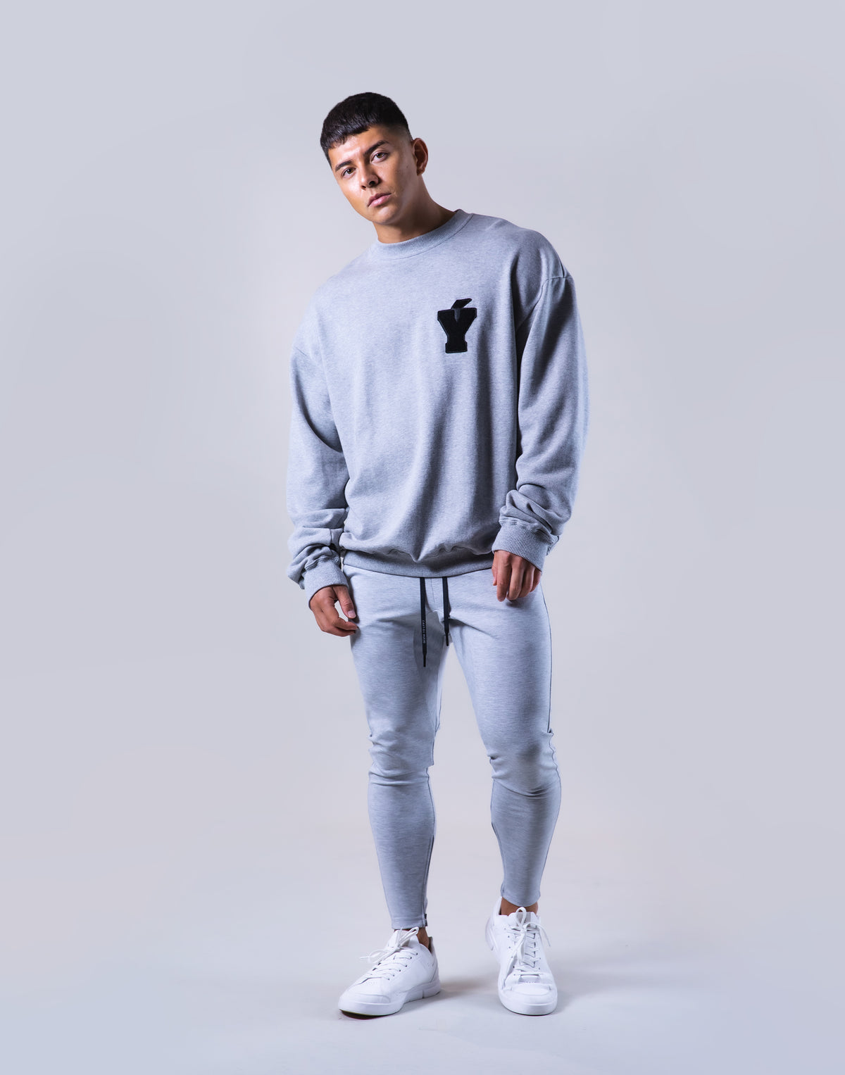 Y Wappen Oversize Crewneck Sweat - Grey