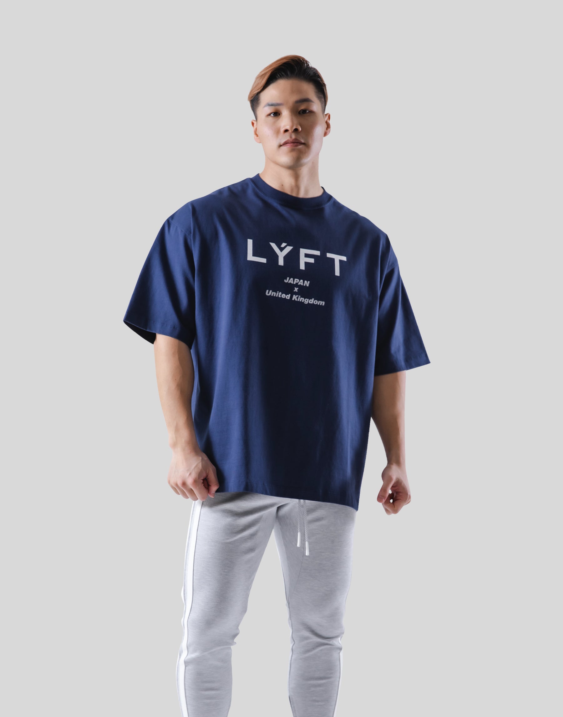 LYFT ゴールドエンブレム ロングTシャツ ネイビー Lサイズーコットン