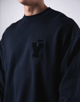 Y Wappen Oversize Crewneck Sweat - Black