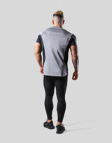 Side Round Mesh Stretch T-Shirt - Grey