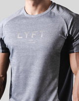 Side Round Mesh Stretch T-Shirt - Grey