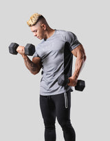 Side Round Mesh Stretch T-Shirt - Grey