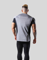 Side Round Mesh Stretch T-Shirt - Grey