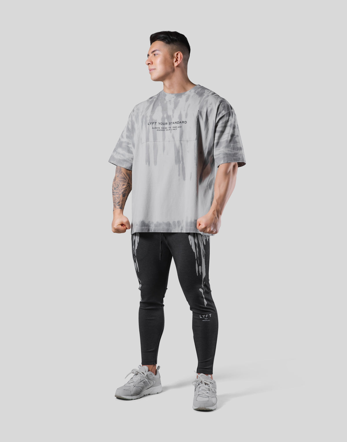 Tie Dye Box Patch Big T-Shirt - Grey