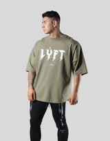 Thunder Logo Wide Shoulder Big T-Shirt - Olive