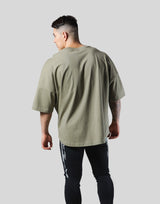 Thunder Logo Wide Shoulder Big T-Shirt - Olive