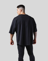 Thunder Logo Wide Shoulder Big T-Shirt - Black