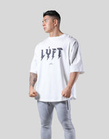 Thunder Logo Wide Shoulder Big T-Shirt - White