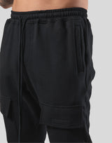 Stretch Sweat Cargo Pants - Black