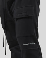 Stretch Sweat Cargo Pants - Black