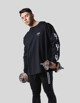 Thunder Y Sleeve Long T-Shirt - Black