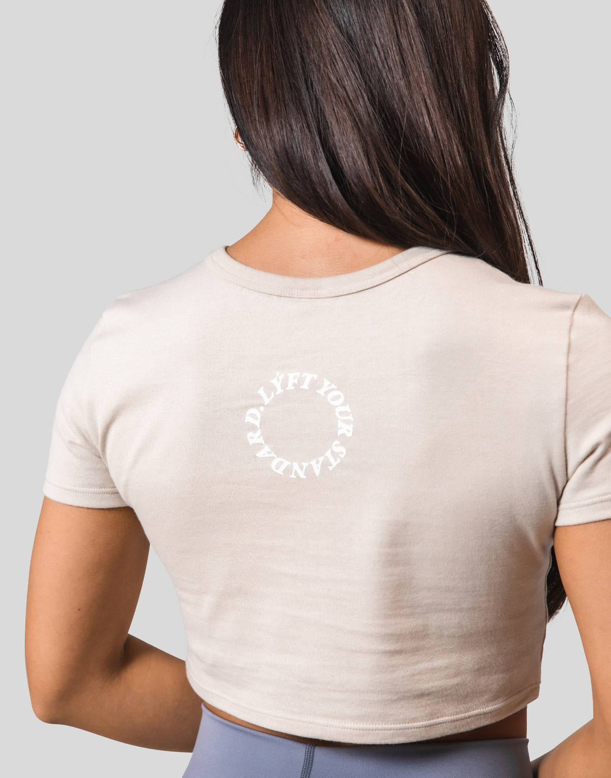 Message Ring Cropped T-Shirt - Beige
