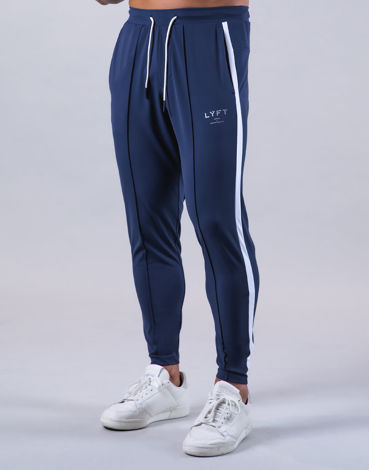One Line Stretch Pleats Pants - Navy