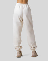 Woven Label Wide Sweat Pants - Ivory