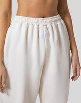 Woven Label Wide Sweat Pants - Ivory