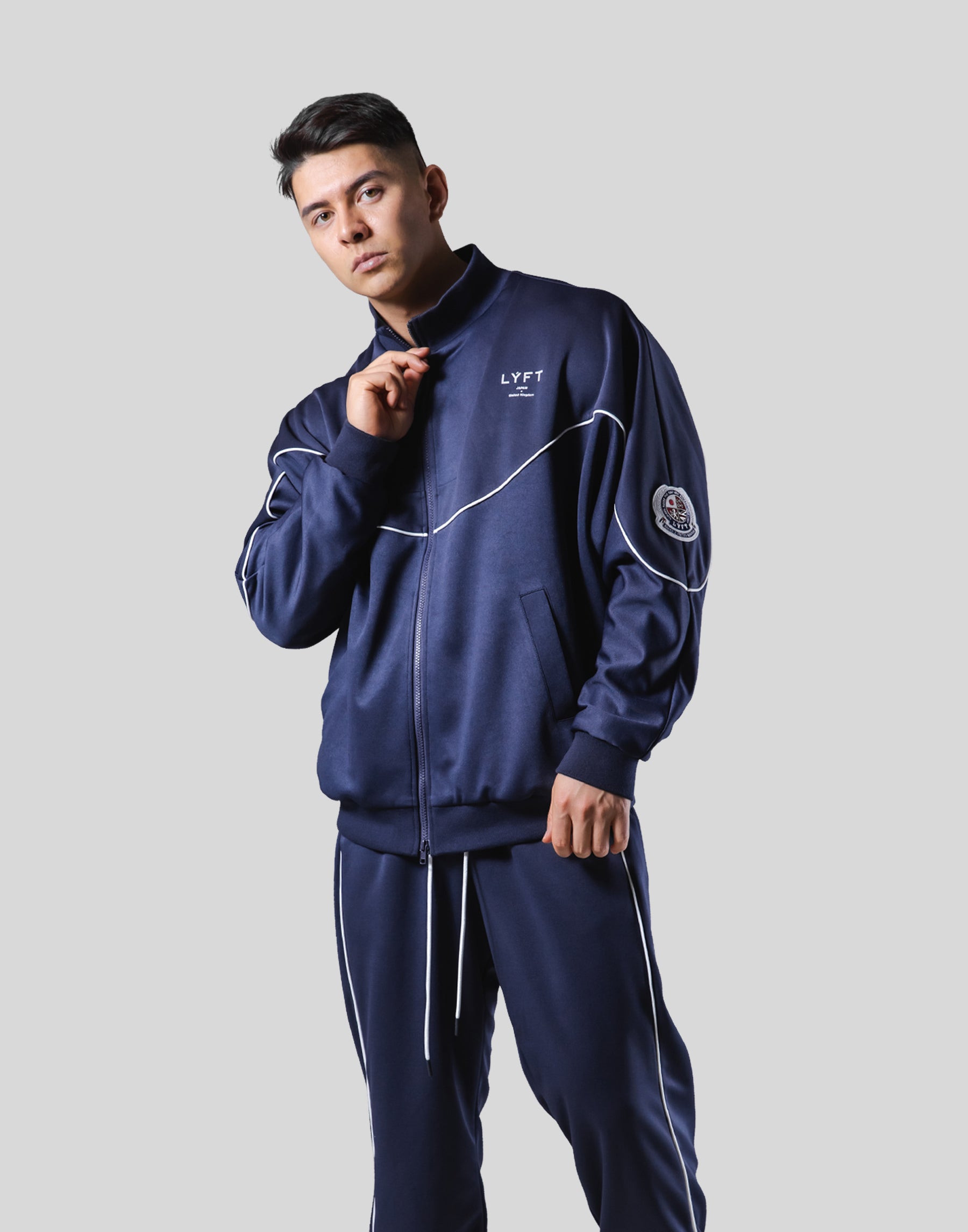 Oversize Round Separate Track Jacket - Navy