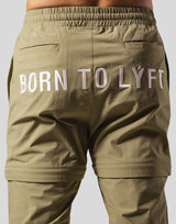 Back Message Separate Nylon Pants - Olive