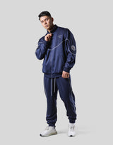 Oversize Round Separate Track Jacket - Navy