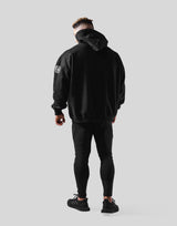 Wide Separate Oversize Sweat Hoodie - Black