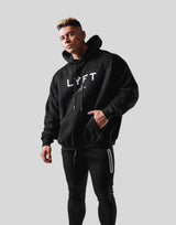 Wide Separate Oversize Sweat Hoodie - Black