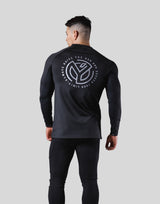 Half Zip Stretch Long T-Shirt - Black