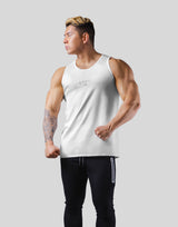 Back Mesh Pattern Stretch Tanktop - White
